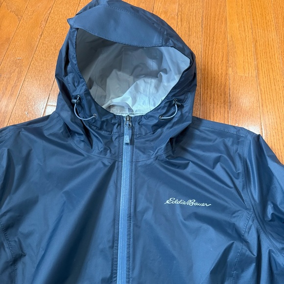 Eddie Bauer WeatherEdge Cloud Cap Rain Jacket Women's XL Storm Blue Pit Zips - Picture 2 of 12